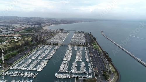Aerial view of the marina in Dana Point California.