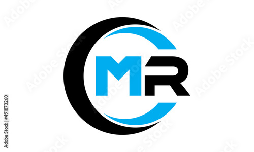 MR two letter monogram type creative circle initials letter logo design vector template.