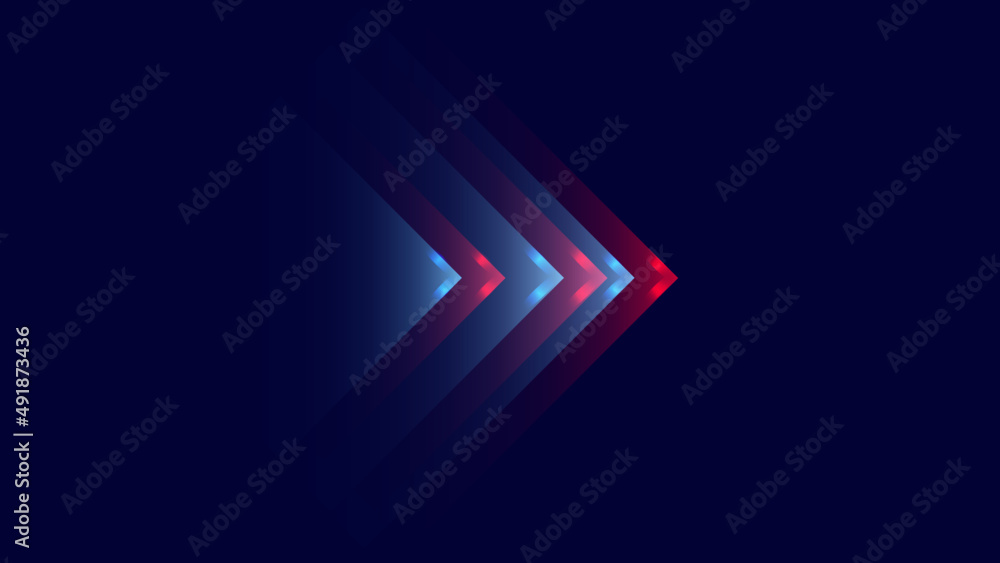 Obraz premium abstract technology arrow moving forward blue and red square digital, technology data, communication, and network background
