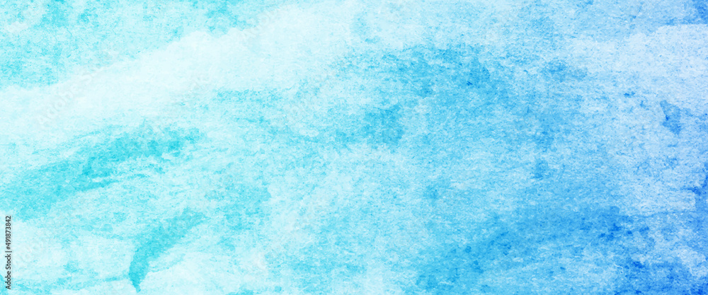 Abstract white blue winter background with space for text or image, white and blue color frozen ice surface design abstract background,  Colorful bright ink and watercolor textures.