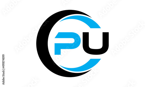 PU two letter monogram type creative circle initials letter logo design vector template.