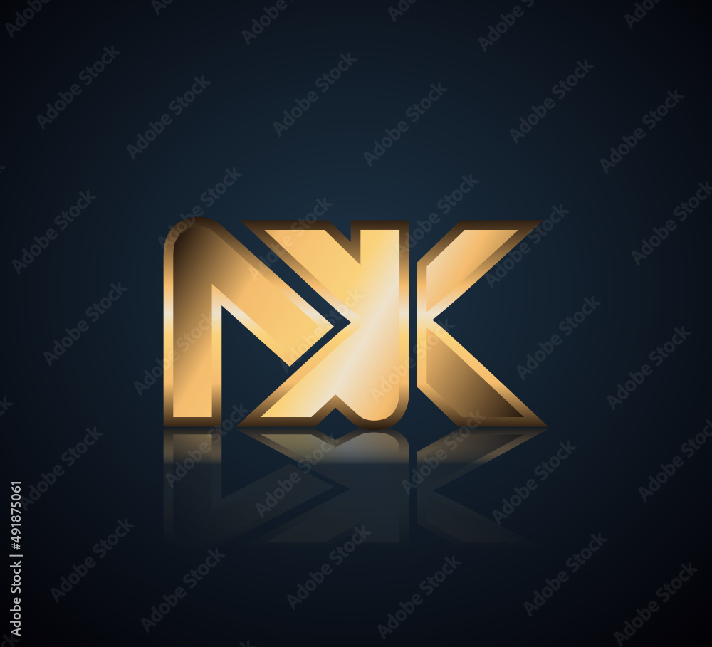 Modern Initial logo 2 letters Gold simple in Dark Background with Shadow Reflection NX Modern Initial logo 2 letters Gold simple in Dark Background with Shadow Reflection NX