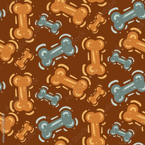 seamless pattern brown blue dog bone creative design background vector illustration