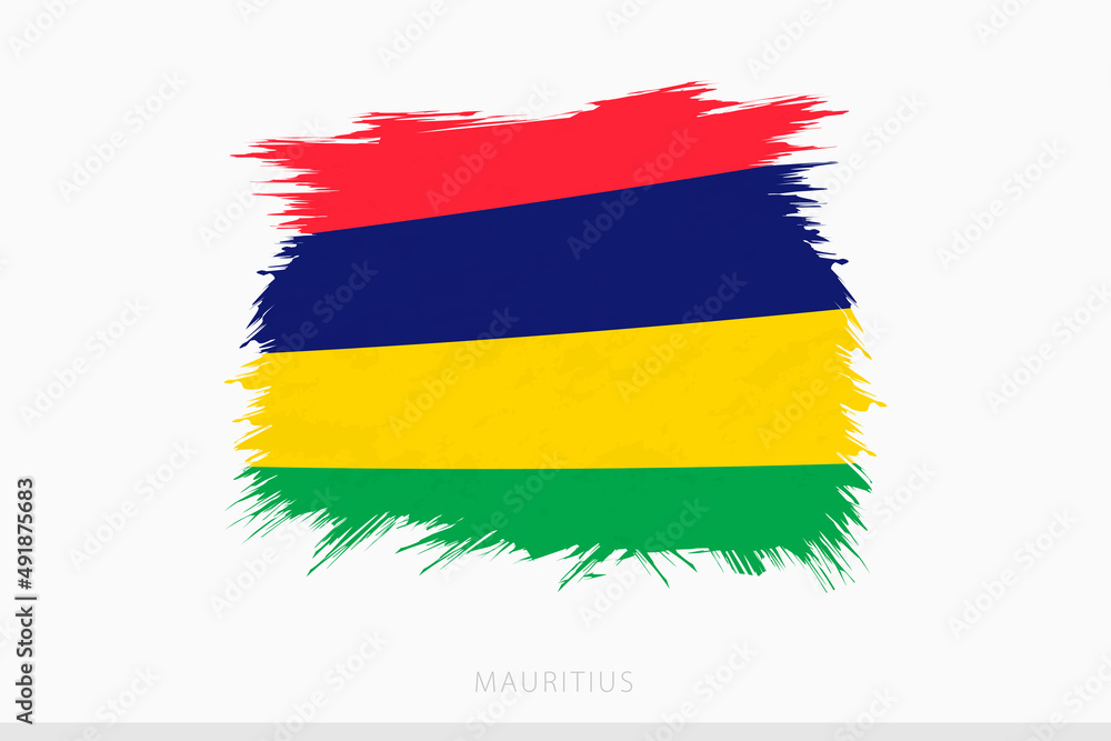 Obraz premium Grunge flag of Mauritius, vector abstract grunge brushed flag of Mauritius.