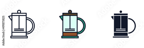 French press icon symbol template for graphic and web design collection logo vector illustration