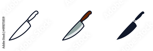 Murais de parede kitchen knife icon symbol template for graphic and web design collection logo ve