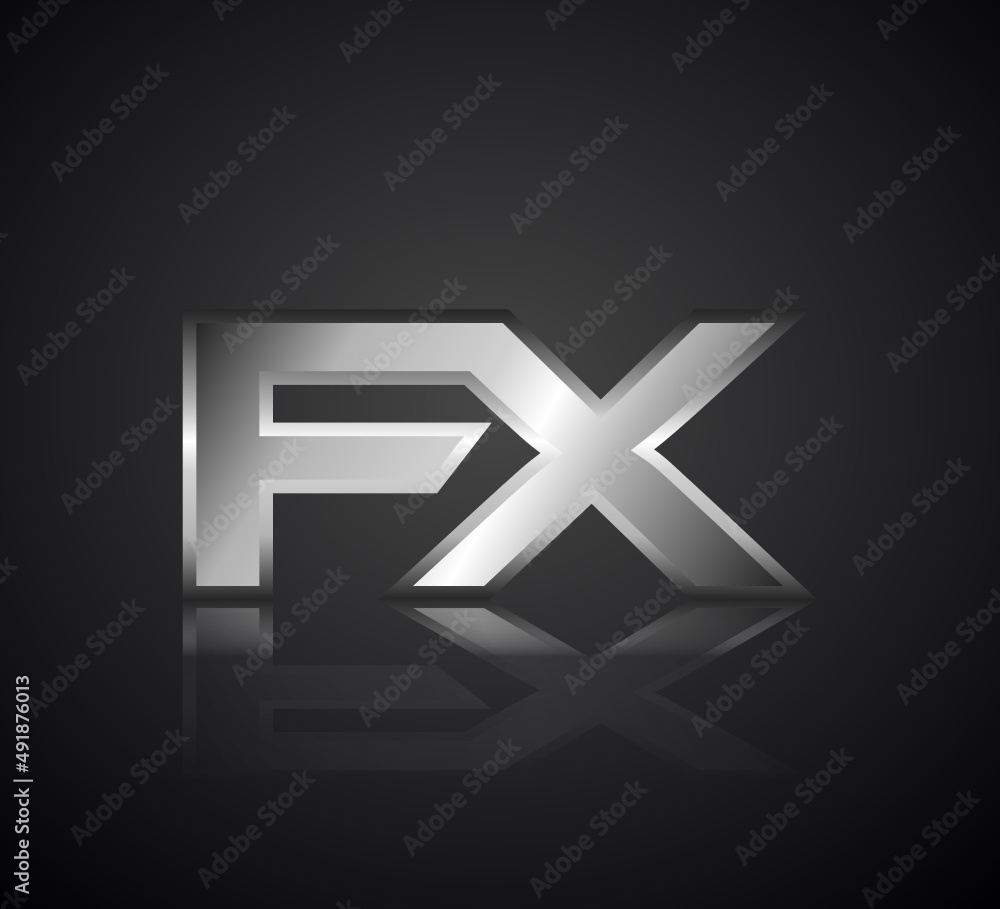 Modern Initial logo 2 letters Silver Metal Chrome simple in Dark Background with Shadow Reflection FX Modern Initial logo 2 letters Silver Metal Chrome simple in Dark Background with Shadow Reflection FX
