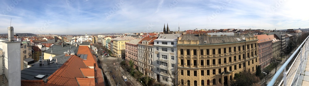 Fototapeta premium 180 degree panoramic view of Prague 2