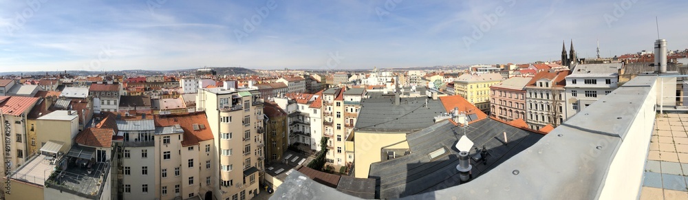 180 degree panoramic view of Prague New Town and Prague 2