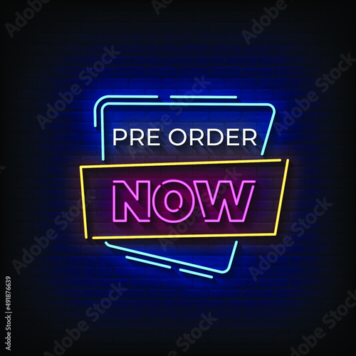 Pre Order Now Neon Signs Style Text Vector