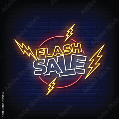 Flash Sale Neon Signs Style Text Vector