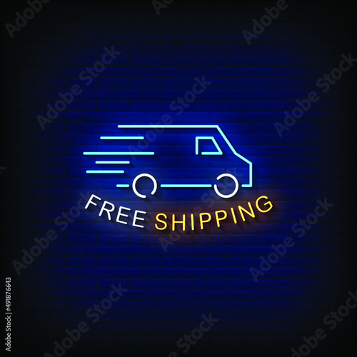 Free Shipping Neon Signs Style Text Vector