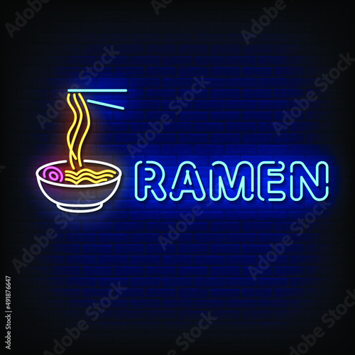 Ramen Neon Signs Style Text Vector