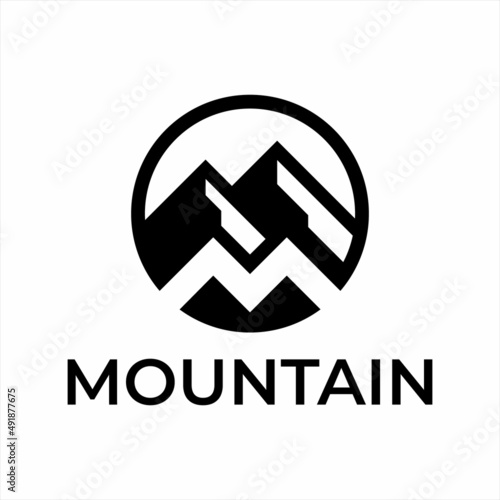 Mountain and letter m logo design