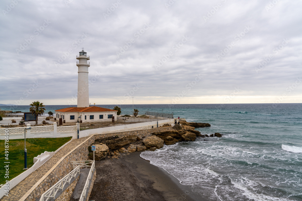 Obraz premium view of the Torrox lighthouse in Malaga Province of Andalusia