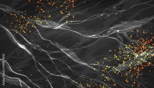 Black marble texture vector background, abstract dark stone floor design, luxury minimal wallpaper. Black marble simple banner. Gray elegant backdrop white lines, kitchen granite material top view