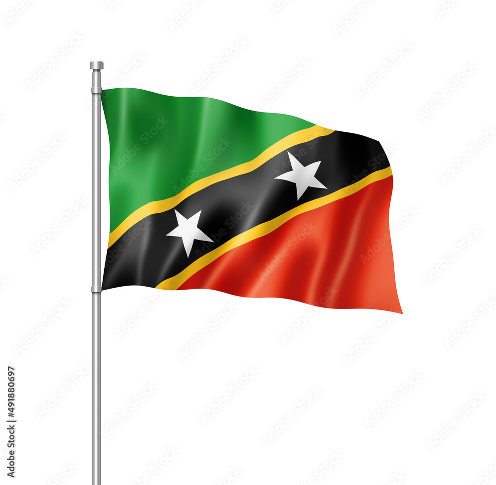 Saint Kitts And Nevis flag isolated on white Saint Kitts And Nevis flag isolated on white