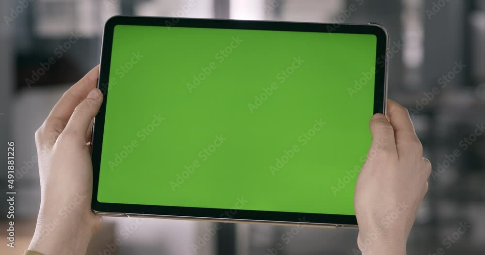 Digital tablet with green chroma key screen Digital tablet with green chroma key screen