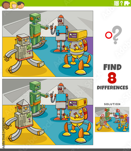 differences educational game with robots fantasy characters