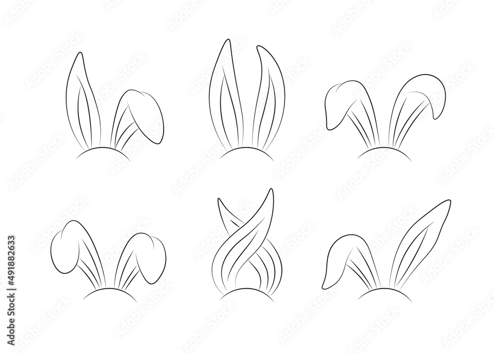 Fototapeta premium Bunny ears vector sexy logo collection. Happy Easter rabbit ears graphic icon set.