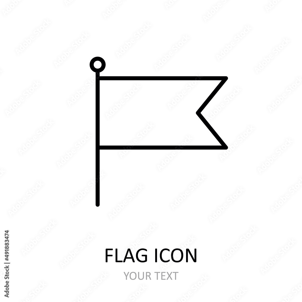 Vector illustration with small flag. Outline icon. Vector illustration with small flag. Outline icon.
