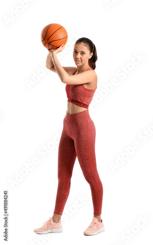 Sporty teenage girl with ba...