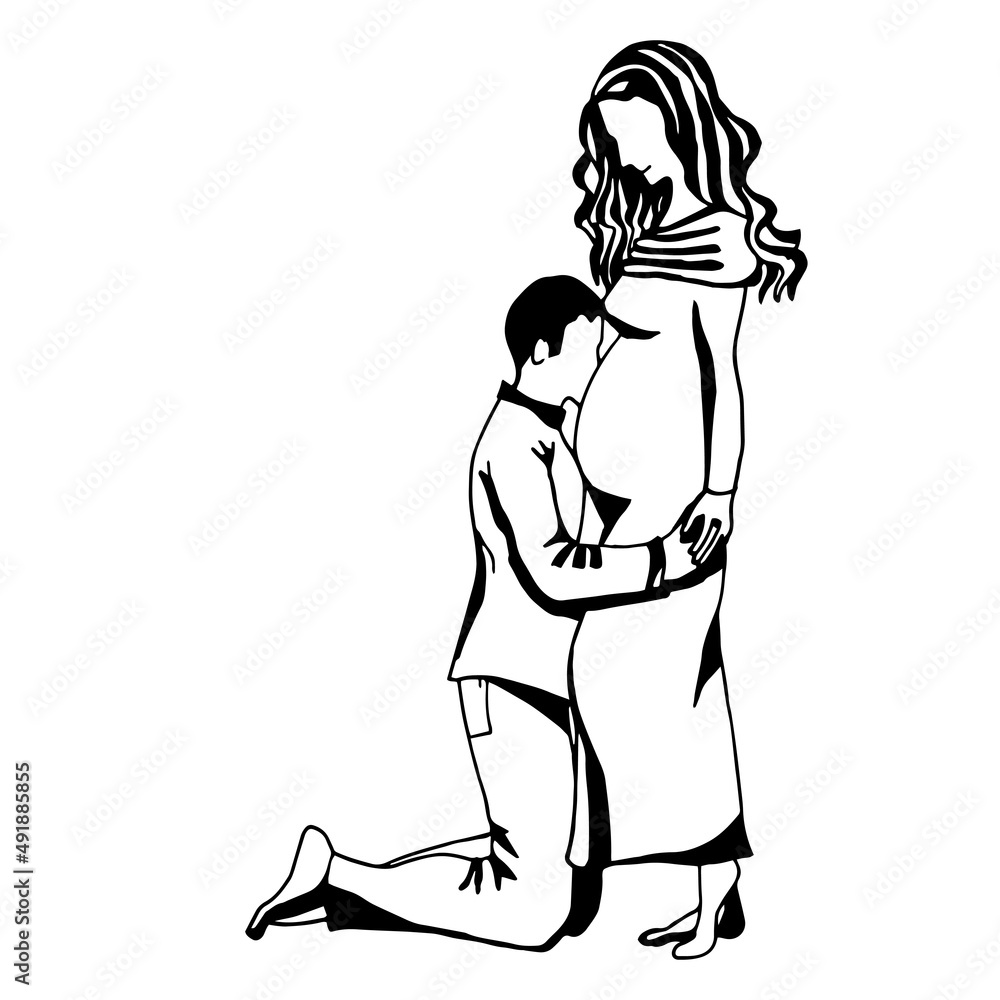 drawing black and white take a woman and a man
