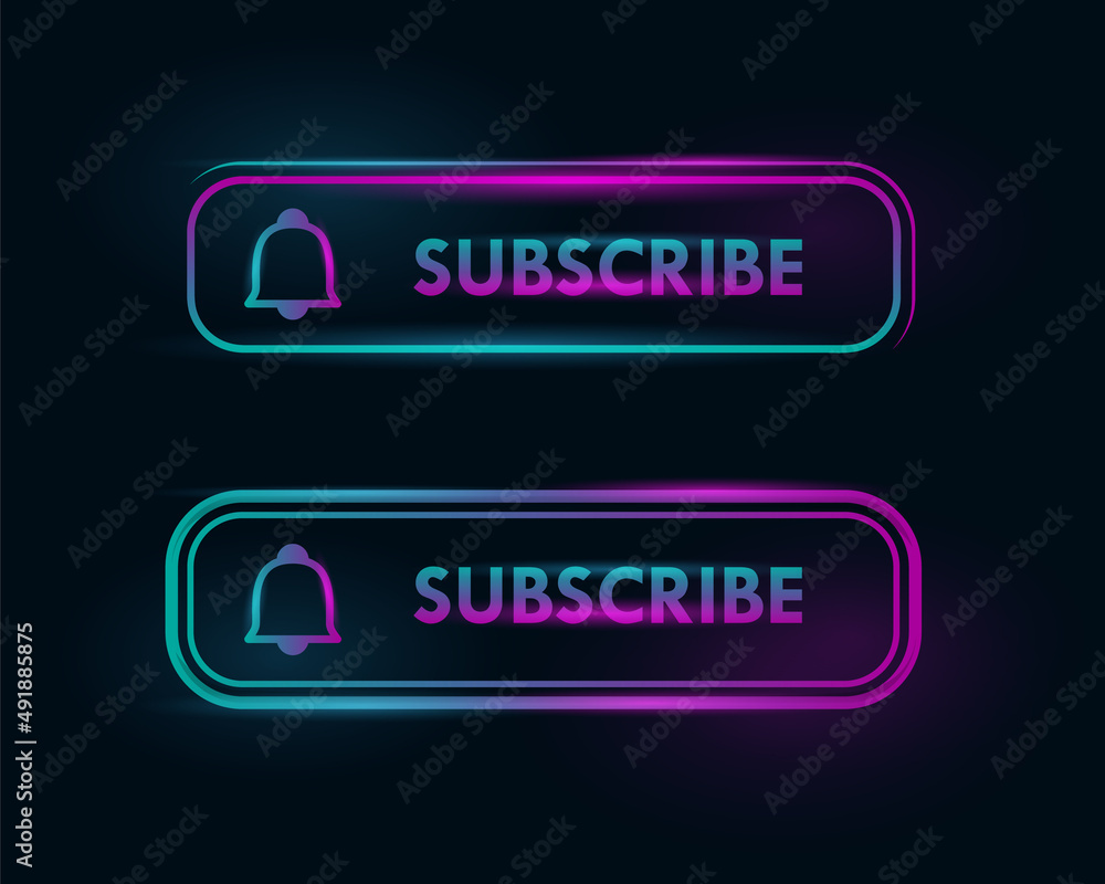 Neon light subscribe banner design template Neon light subscribe banner design template
