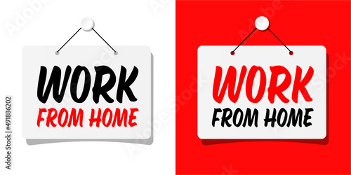 Work from home on door sign