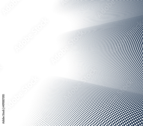 Fototapeta Naklejka Na Ścianę i Meble -  Dotted vector abstract background, light grey dots in perspective flow, dotty texture abstraction, big data technology image, cool backdrop.