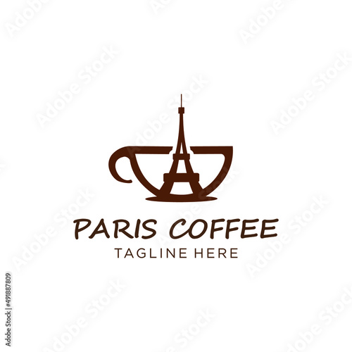 coffee cup and paris tower illustration design