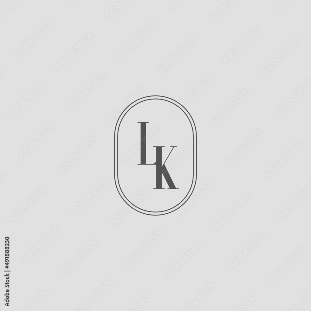 Initial LK wedding monogram logo design Stock Vector | Adobe Stock