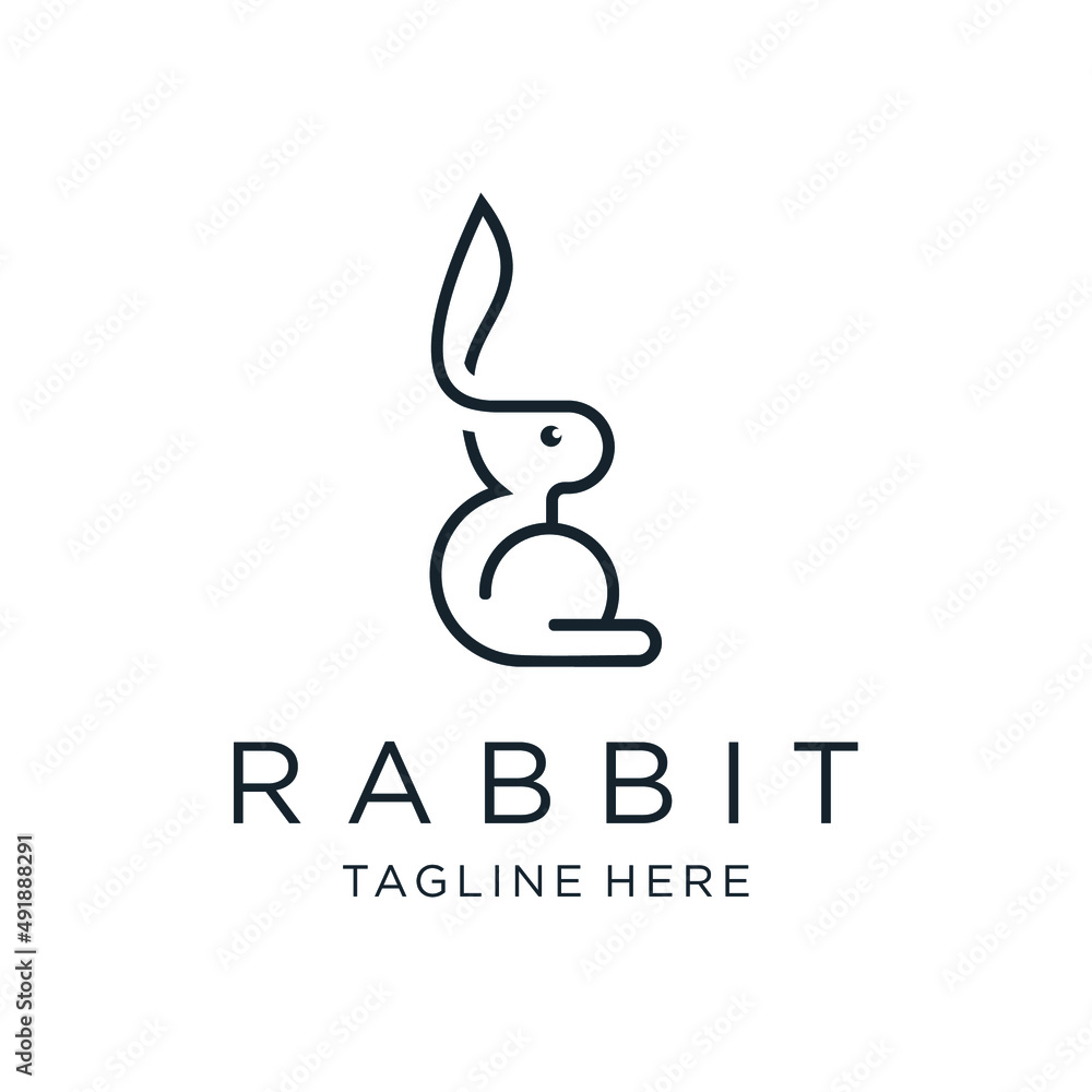 rabbit logo simple monoline design illustration rabbit logo simple monoline design illustration