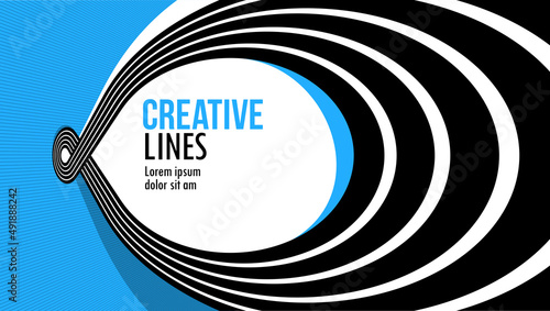 Creative lines vector abstract background, 3D perspective linear graphic design composition, stripes in dimensional rotation poster or banner.
