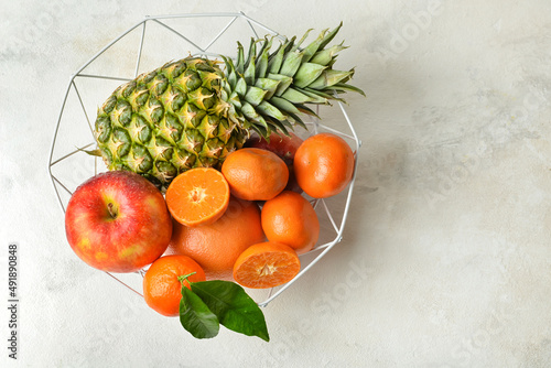 Fresh pineapple, apples, an...