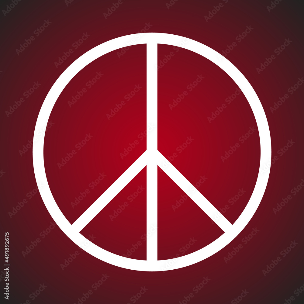 White Peace icon isolated. Pacific logo, sign. Hippie symbol of peace. Design element for anti-war company. Vector illustration. EPS10. White Peace icon isolated. Pacific logo, sign. Hippie symbol of peace. Design element for anti-war company. Vector illustration. EPS10.