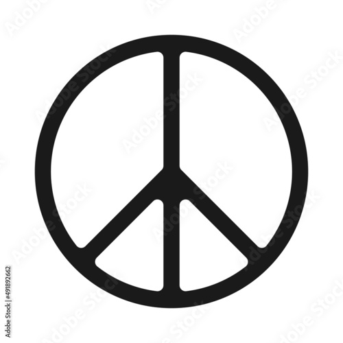 Black Peace icon isolated on white background. Pacific logo, sign. Hippie symbol of peace. Design element for anti-war company. Vector illustration. EPS10.