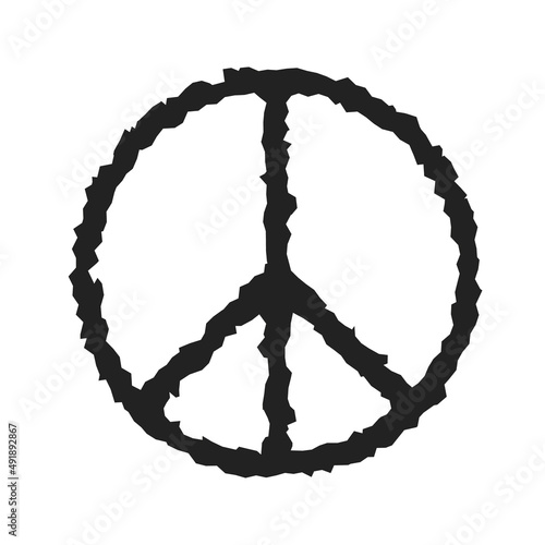 Black Peace icon isolated on white background. Pacific logo, sign. Hippie symbol of peace. Design element for anti-war company. Vector illustration. EPS10.