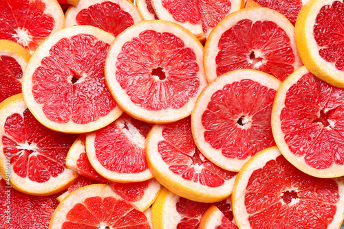 Slices of fresh grapefruit as background