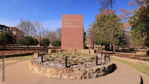 Sunny exterior view of the sign of Oklahoma State University photo