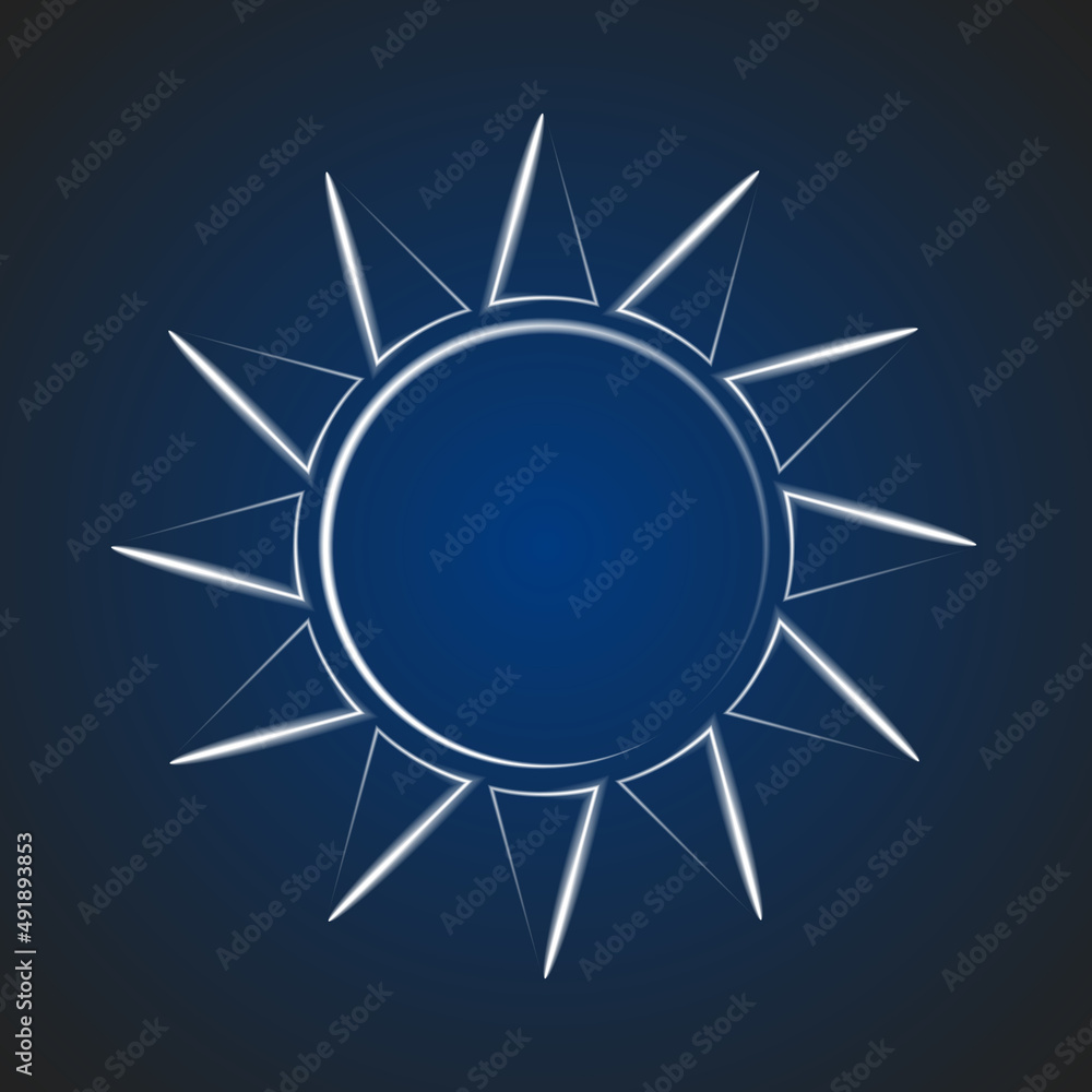 Emblem of Taiwan. 10th of October. White sun on blue background. Vector illustration. Blazon, coat of arms. National symbol. Graphic design template. EPS10.