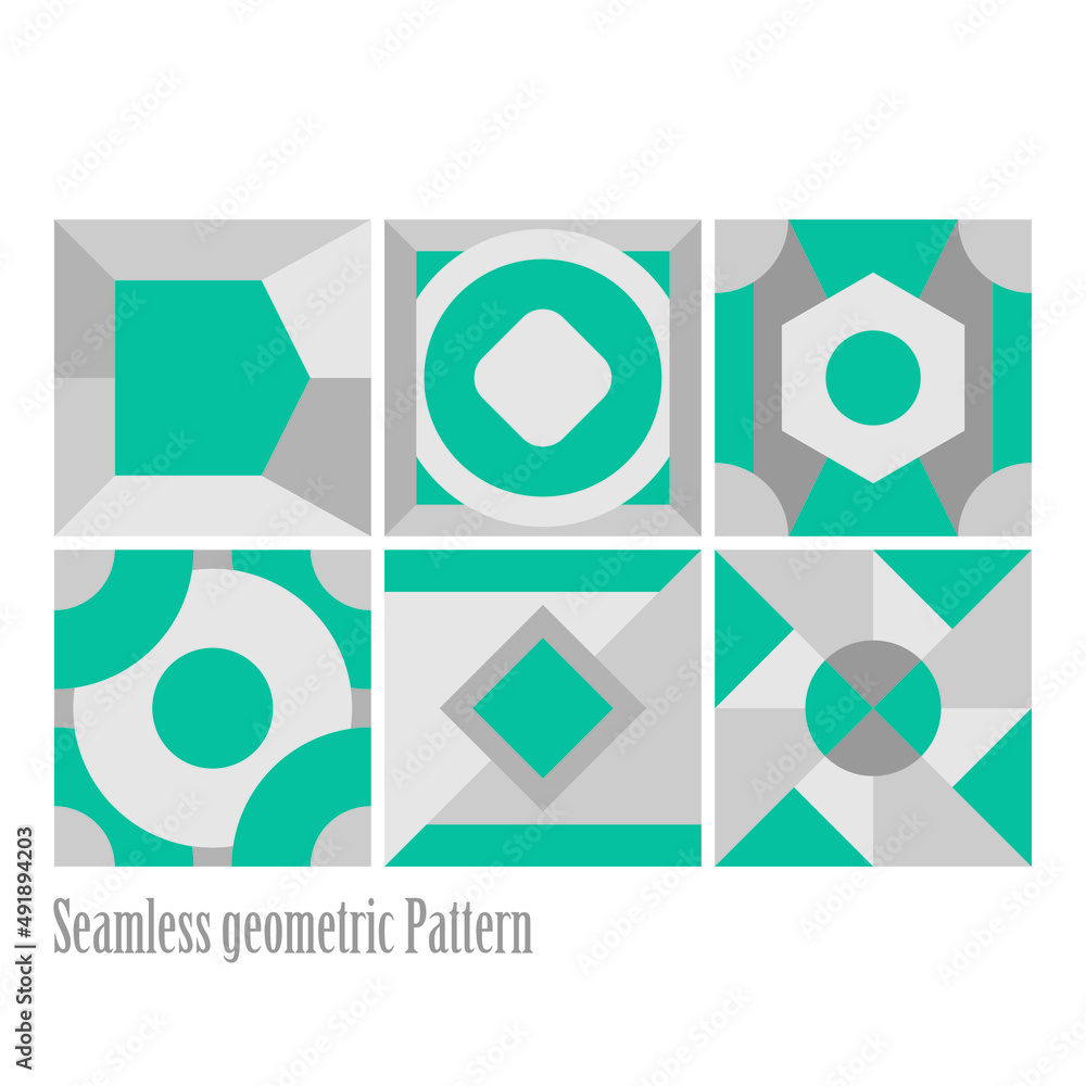 Set of Geometric seamless patterns. Abstract geometric hexagonal graphic design...