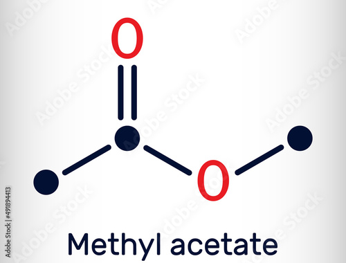 Methyl acetate, methyl ethanoate molecule. It is acetate ester, solvent. Structural chemical formula