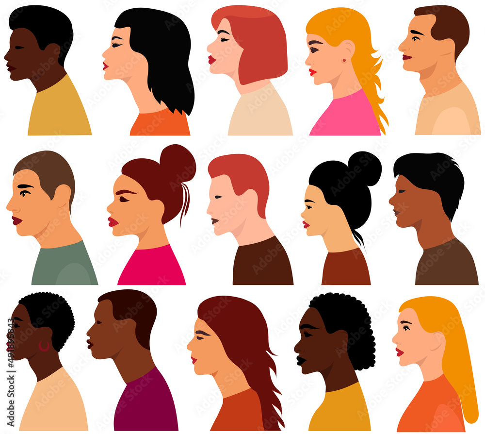 set profile people portrait flat design, isolated, vector set profile people portrait flat design, isolated, vector