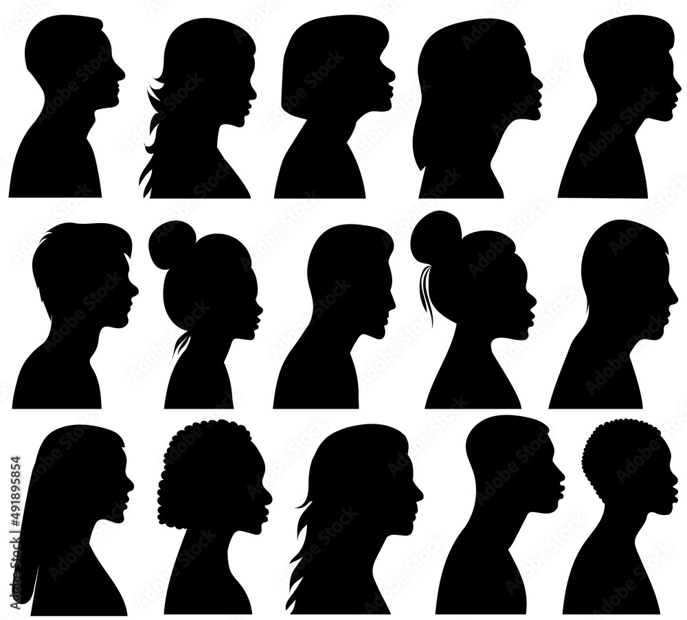 portrait people set black silhouette isolated vector portrait people set black silhouette isolated vector