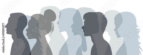 portrait people silhouette, isolated vector