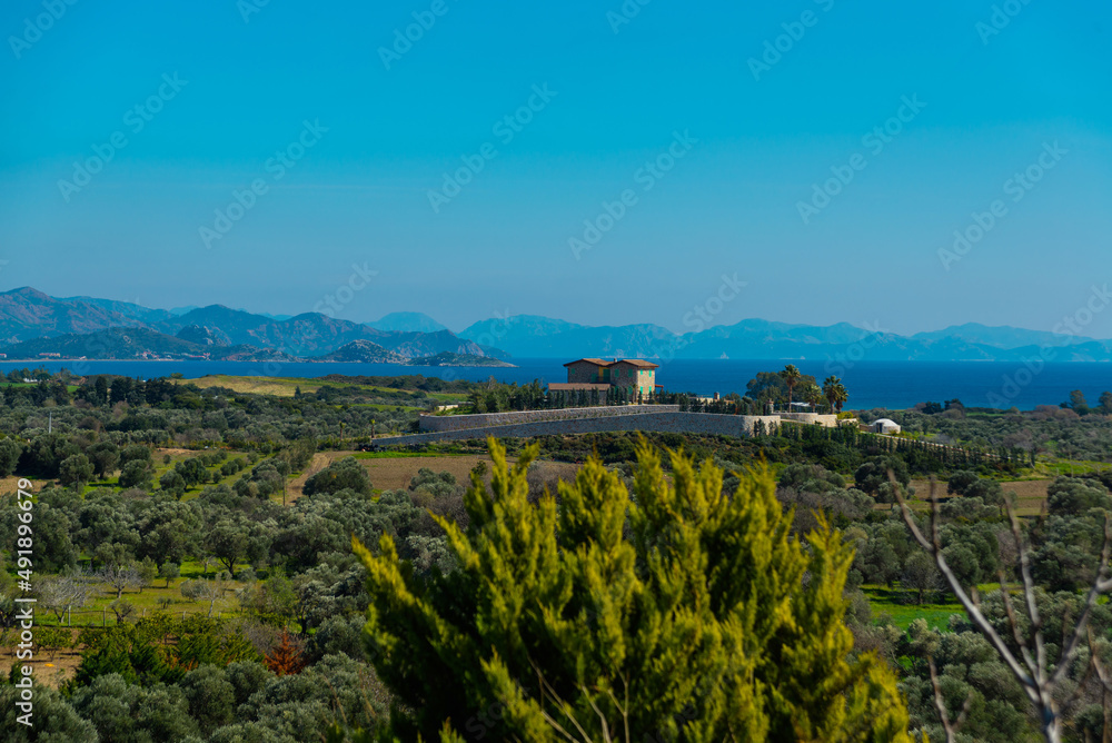 DATCA, MUGLA, TURKEY: Panoramic view of the landscape in the town Datce.