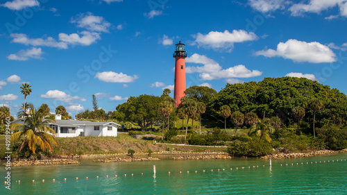 Red Colored Lighthouse near Jupiter, Floriday photo