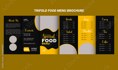 Trifold food menu template brochure