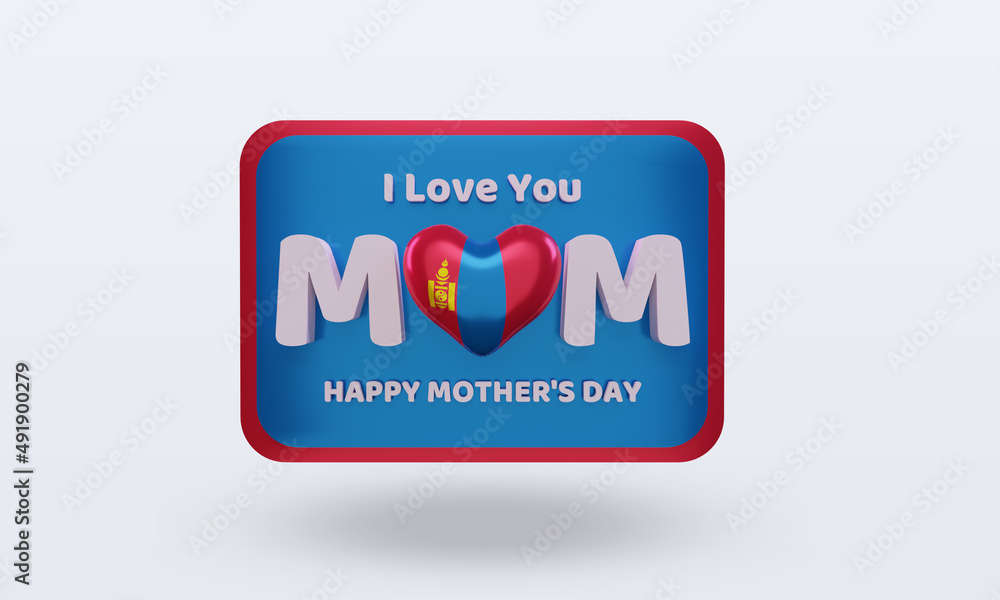 3d mothers day Mongolia flag rendering front view